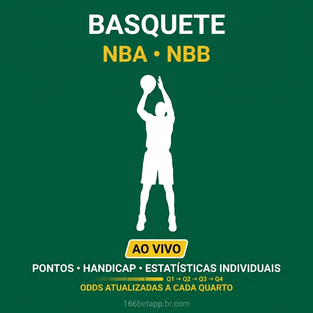 Apostas em basquete NBA e NBB com mercados de handicap, total de pontos e estatísticas ao vivo atualizadas.