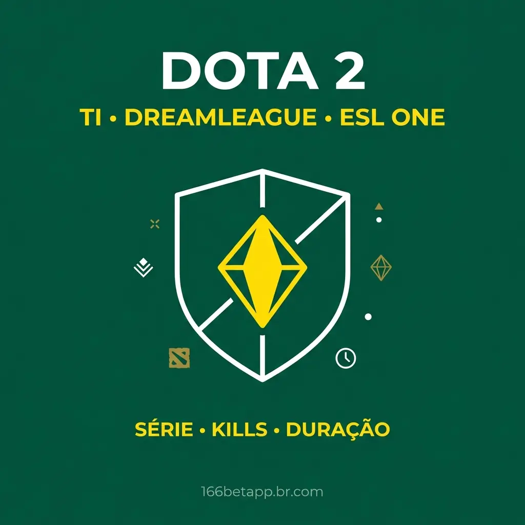 Dota 2 no 166bet Brasil - mercados de total de kills e duração dos mapas para torneios internacionais.