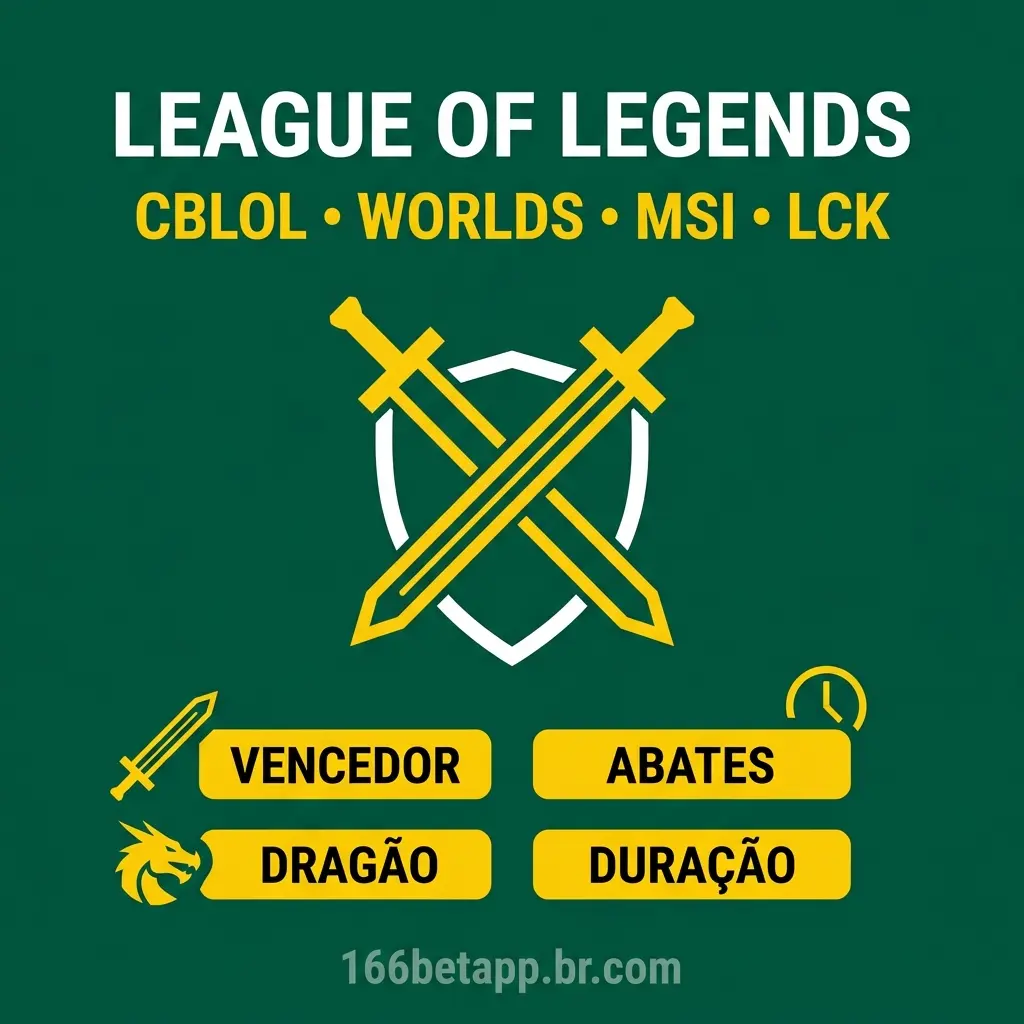 League of Legends no aplicativo 166bet - apostas no CBLOL, Worlds, MSI e LCK cobertas.