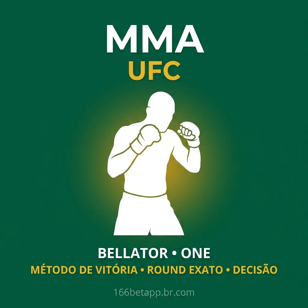 Lutadores de MMA em combate no UFC, com apostas em método de vitória, round e decisão dos juízes disponíveis