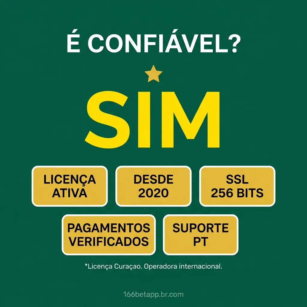166bet é confiável com licença Curaçao, SSL 256 bits, Pix e suporte em português para jogadores brasileiros