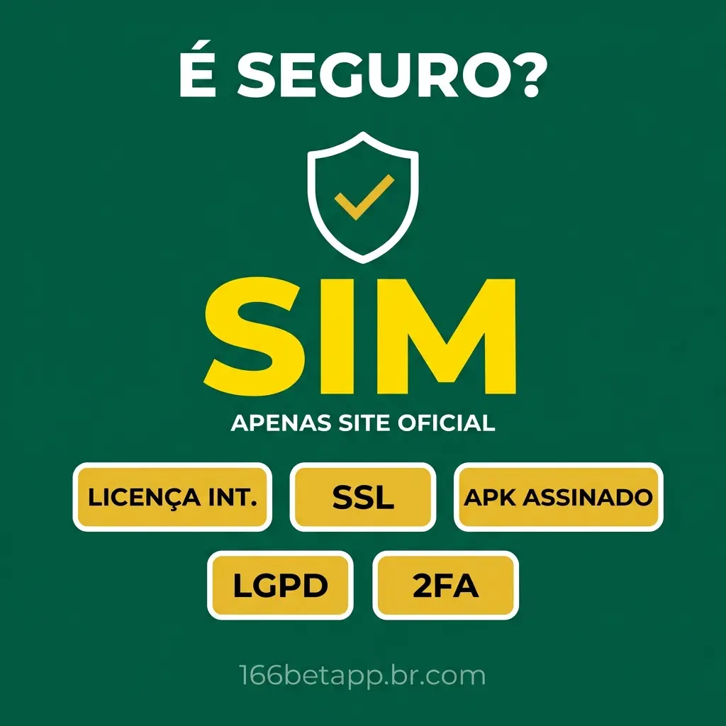 Licença internacional e criptografia SSL garantem segurança do aplicativo 166bet Brasil.