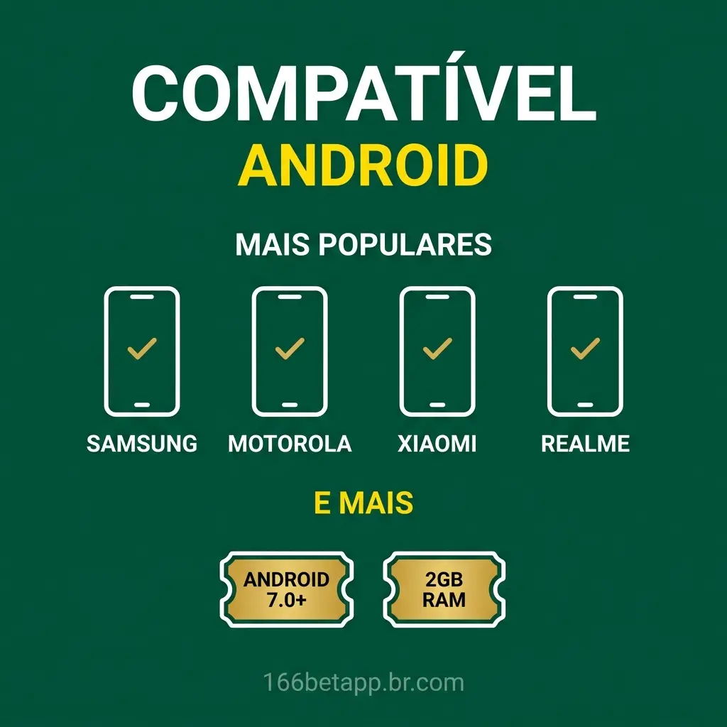Celulares compatíveis com app 166bet no Brasil - Samsung Galaxy A15, A35, A55, S23, S24 testados e funcionam.