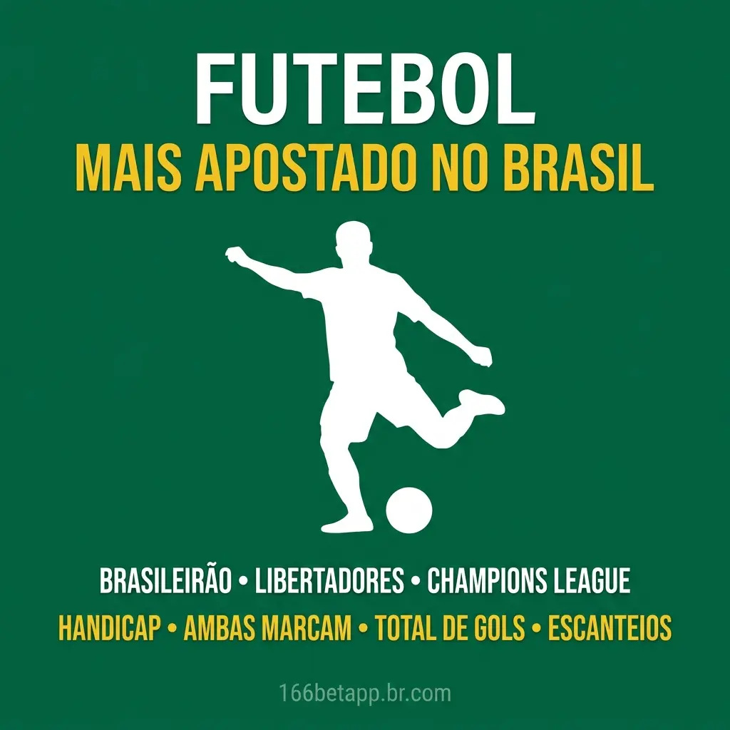 Futebol como esporte mais apostado no app 166bet - cobertura de Brasileirão Série A, Copa do Brasil, Libertadores.