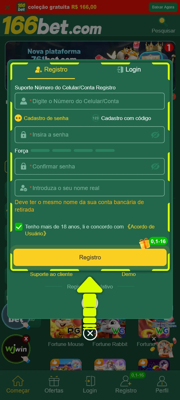 Crie sua conta na 166bet para conseguir ativar o bônus.