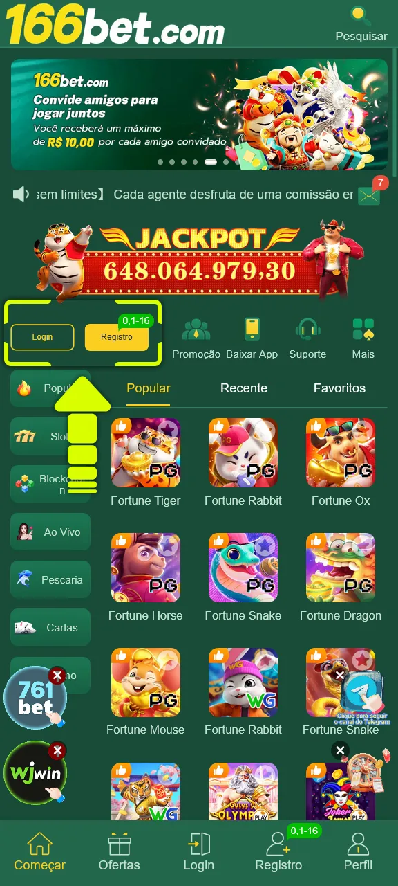 Entre no seu perfil da 166bet para iniciar o depósito.