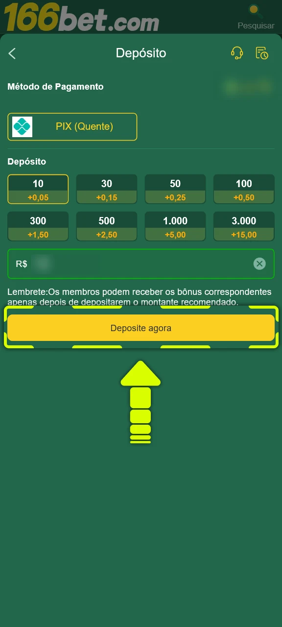 Confirme a operação para concluir o seu depósito na 166bet.