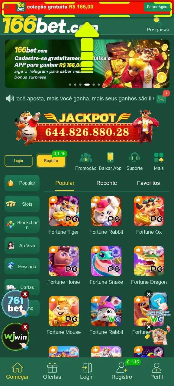 Clique no botão de download do aplicativo 166bet no Android.
